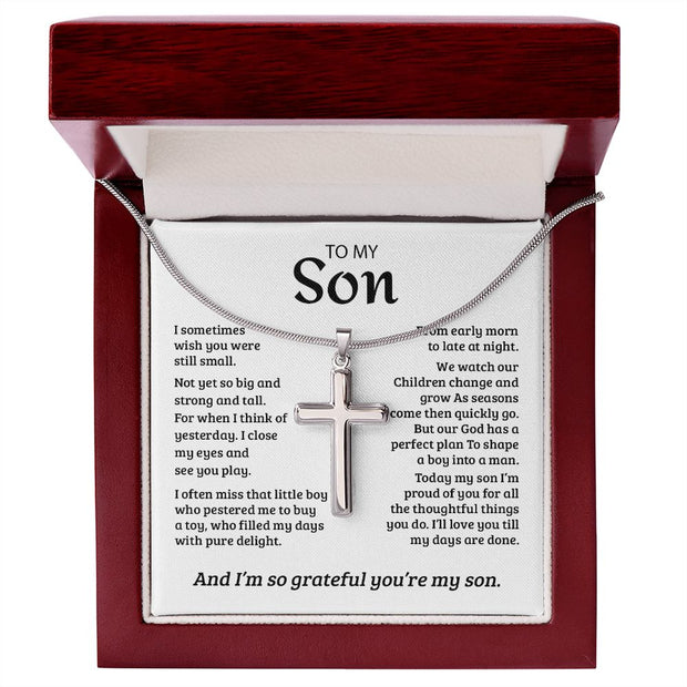 My Son | So Grateful - Stainless Steel Cross Necklace